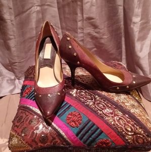 MICHAEL KORS 2/Tone Leather pumps w/Gold Stu